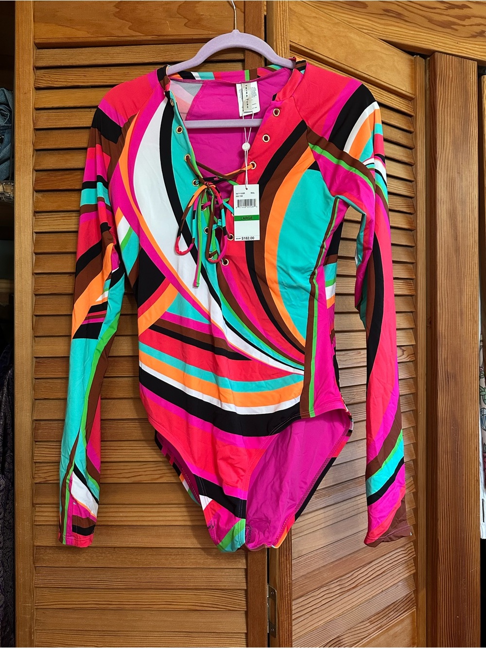 Trina Turk Multicolor Lace-Up Striped one piece swimsuit